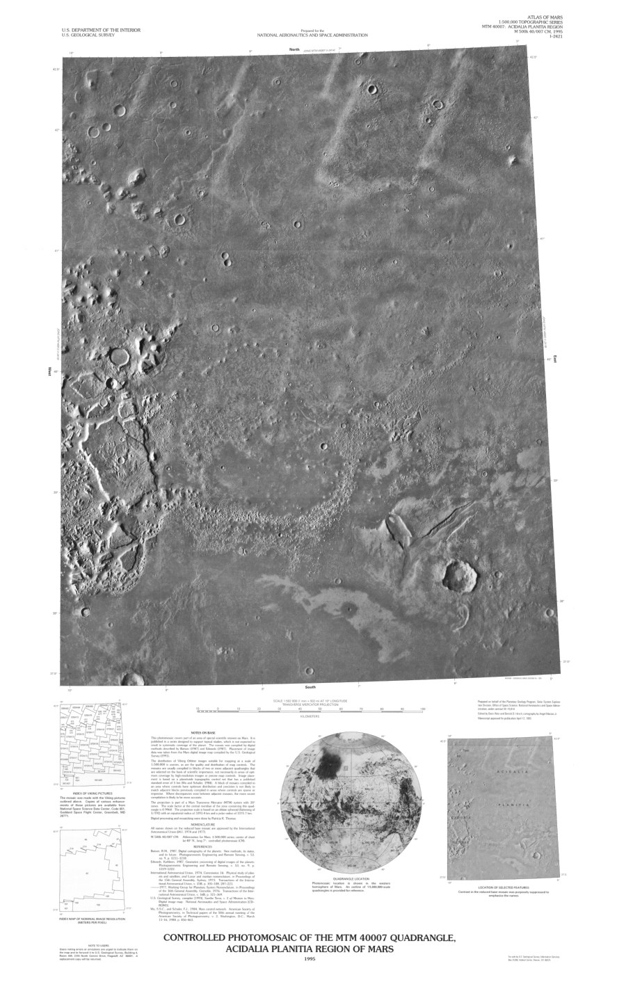 Controlled Photomosaic of the MTM 40007 Quadrangle, Acidalia Planitia Region of Mars