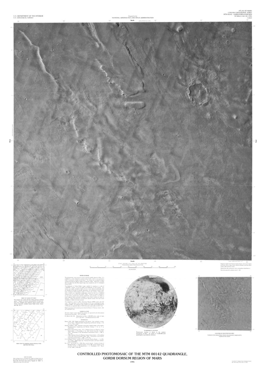 Controlled Photomosaic of the MTM 00142 Quadrangle, Gordii Dorsum Region of Mars