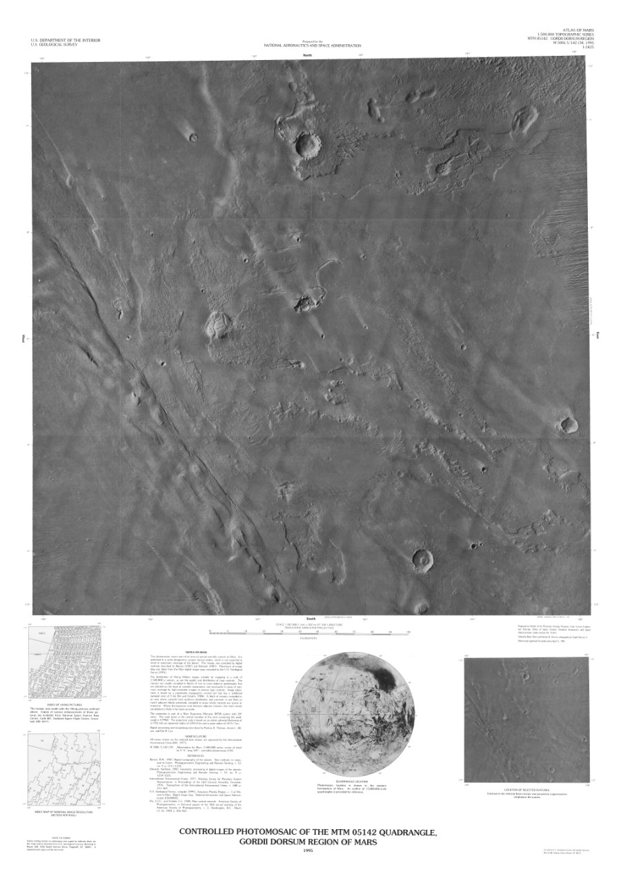 Controlled Photomosaic of the MTM 05142 Quadrangle, Gordii Dorsum Region of Mars