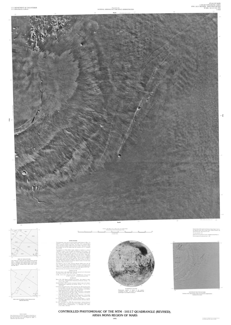 Controlled Photomosaic of the MTM -10117 Quadrangle (Revised), Arsia Mons Region of Mars