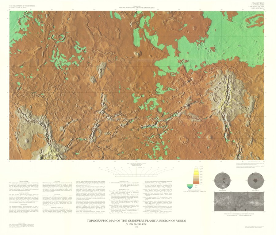 Radar image map of the Guinevere Planitia Region of Venus
