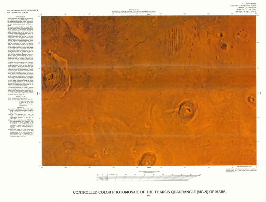 Revised Shaded Relief Map and Controlled Photomosaic of the Tharsis Quadrangle (MC-9) of Mars