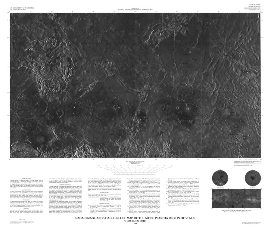 Altimetric radar image map of the Niobe Planitia Region of Venus