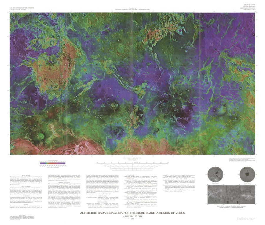 Altimetric radar image map of the Niobe Planitia Region of Venus