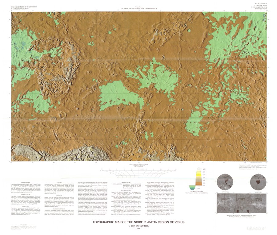 Altimetric radar image map of the Niobe Planitia Region of Venus