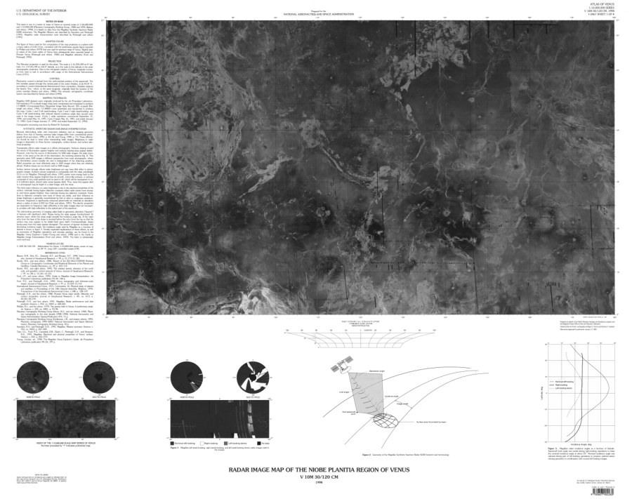 Altimetric radar image map of the Niobe Planitia Region of Venus
