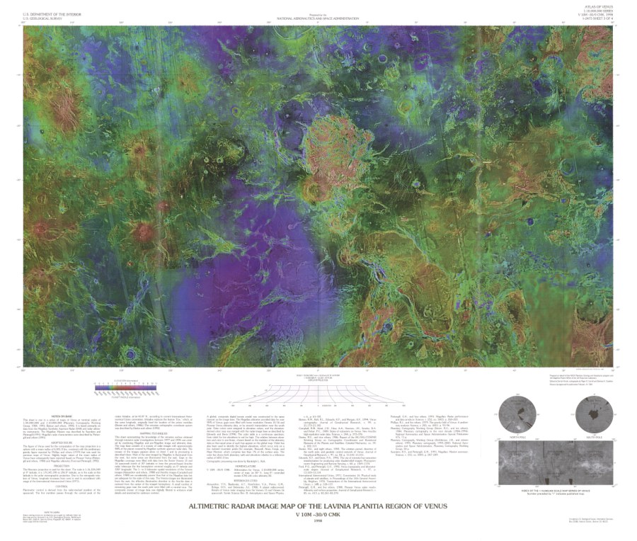 Altimetric radar image map of the Lavinia Planitia Region of Venus