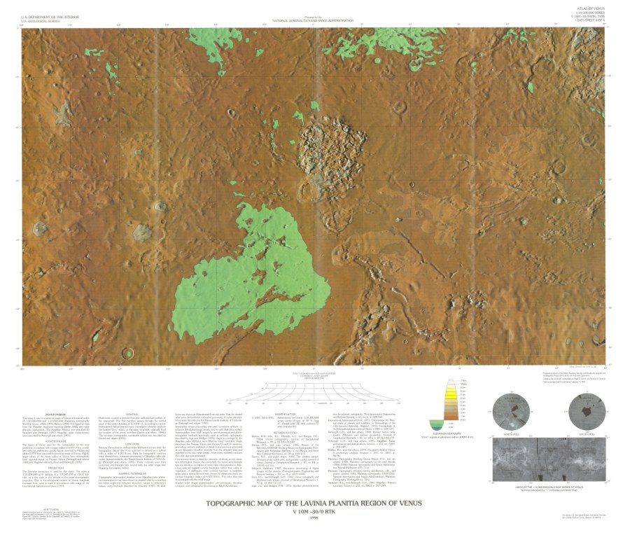Altimetric radar image map of the Lavinia Planitia Region of Venus