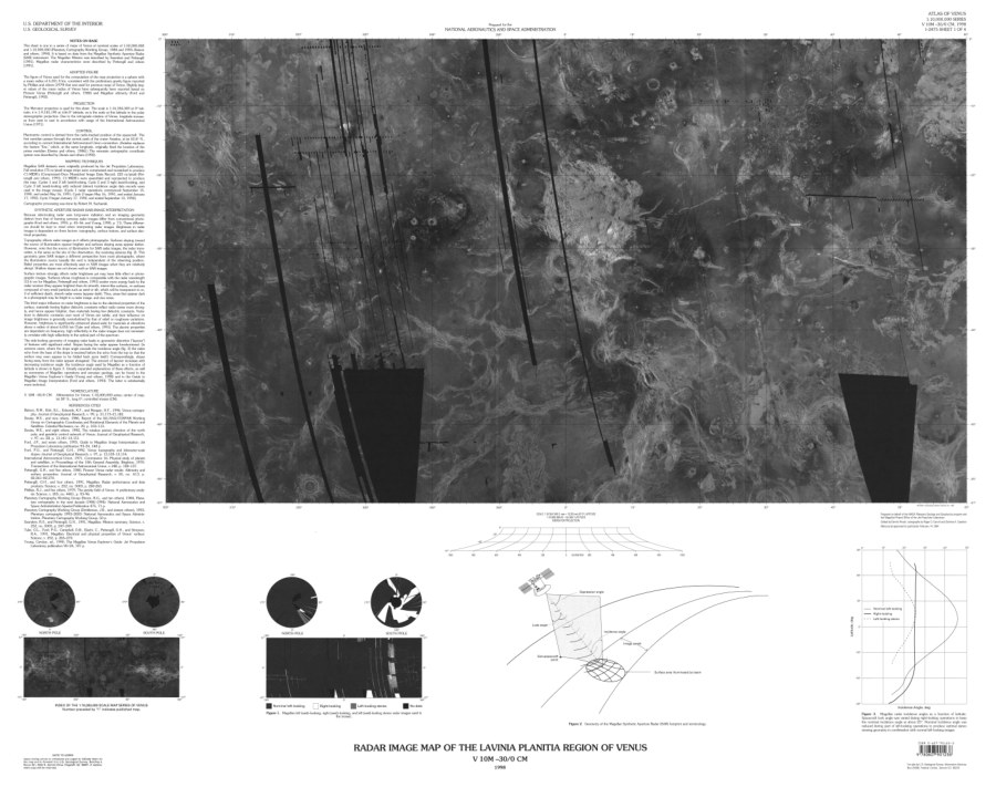 Altimetric radar image map of the Lavinia Planitia Region of Venus