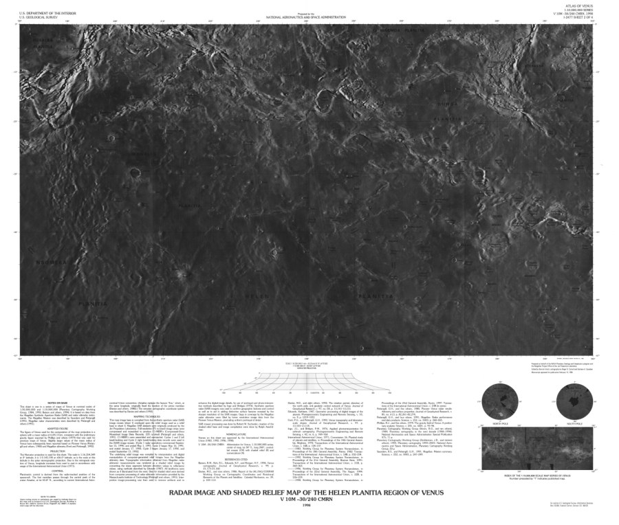 Altimetric radar image map of the Helen Planitia Region of Venus