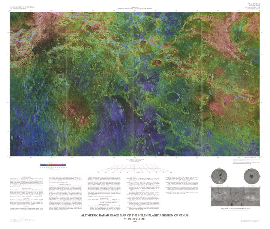 Altimetric radar image map of the Helen Planitia Region of Venus