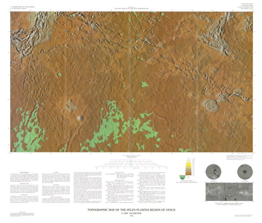 Altimetric radar image map of the Helen Planitia Region of Venus