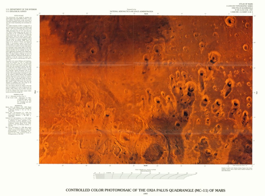 Revised Shaded Relief Map of the Oxia Palus Quadrangle (MC-11) of Mars