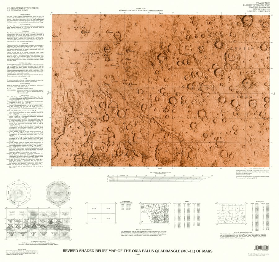 Revised Shaded Relief Map of the Oxia Palus Quadrangle (MC-11) of Mars