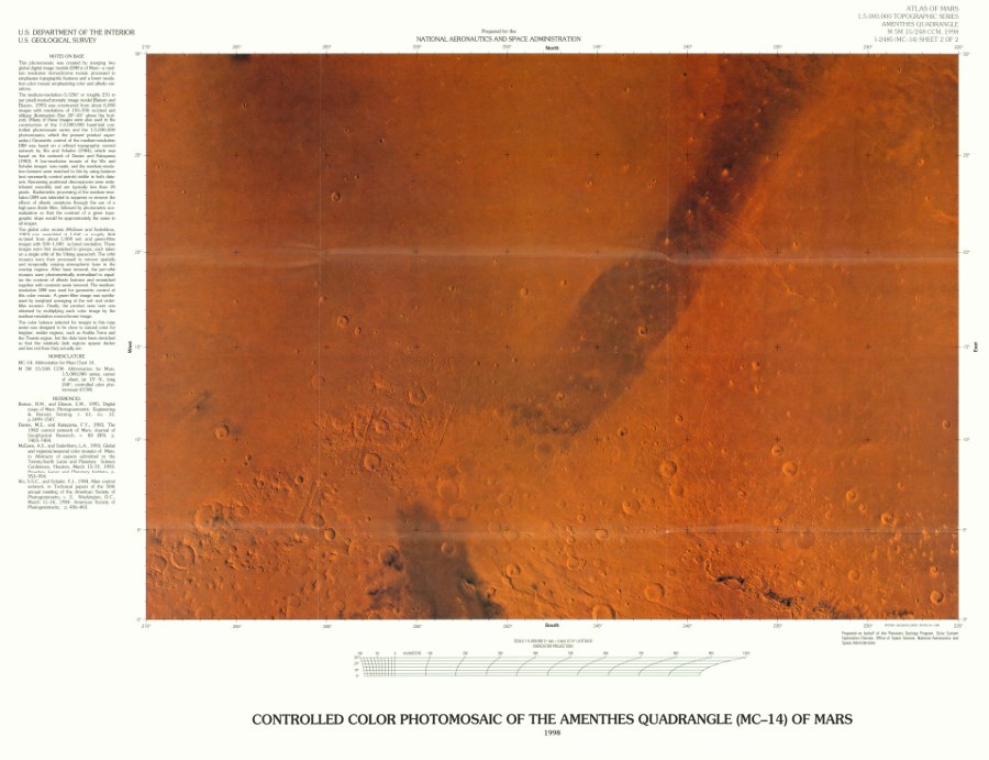 Controlled Color Photomosaic of the Amenthes Quadrangle (MC-14) of Mars