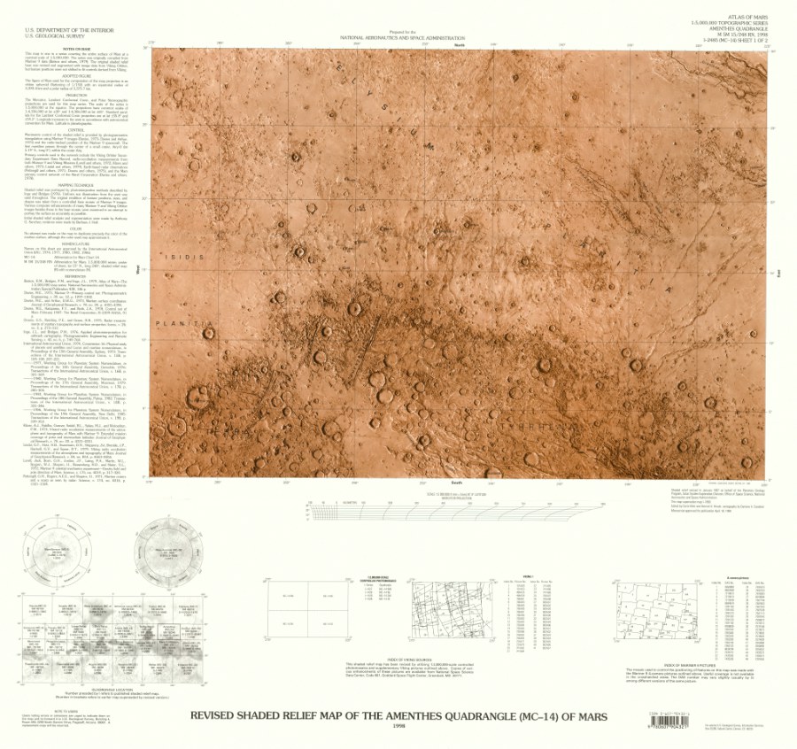 Controlled Color Photomosaic of the Amenthes Quadrangle (MC-14) of Mars