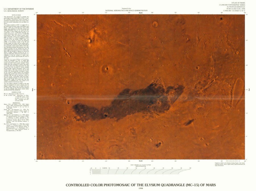 Controlled Color Photomosaic of the Elysium Quadrangle (MC-15) of Mars