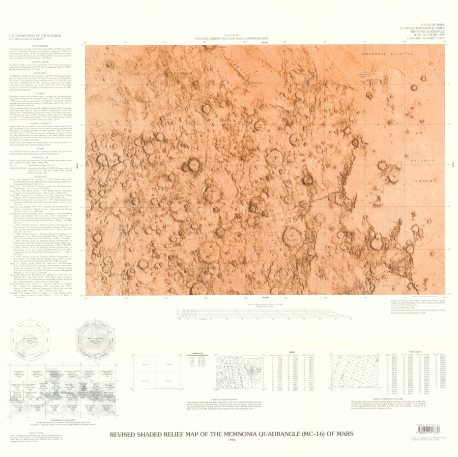 Revised Shaded Relief Map of the Memnonia Quadrangle (MC-16) of Mars