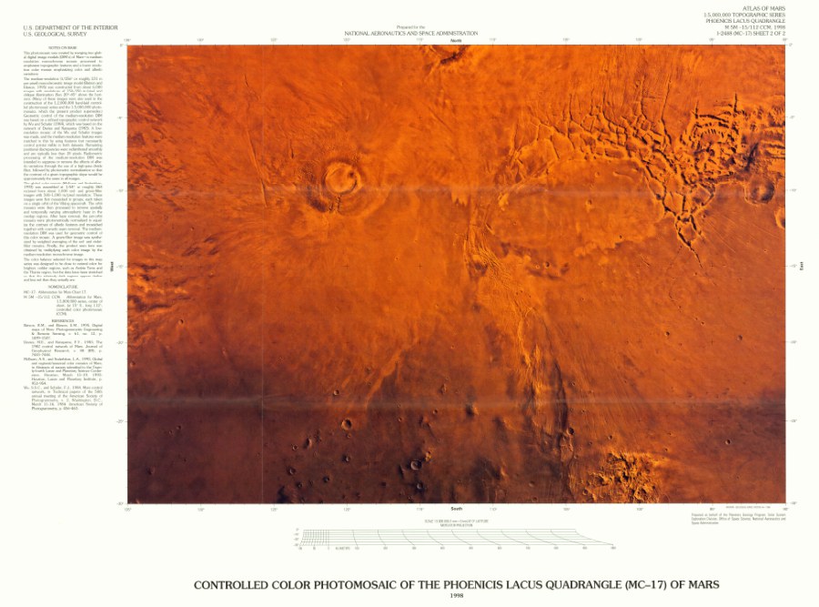 Revised Shaded Relief Map of the Phoenicis Lacus Quadrangle (MC-17) of Mars