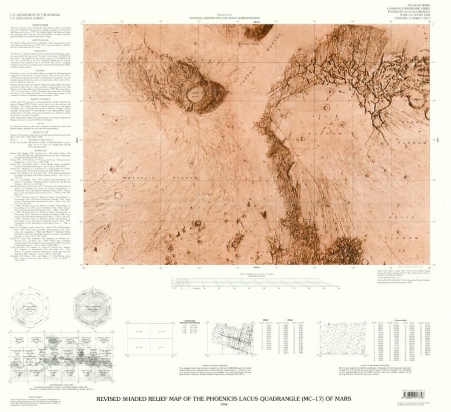 Revised Shaded Relief Map of the Phoenicis Lacus Quadrangle (MC-17) of Mars