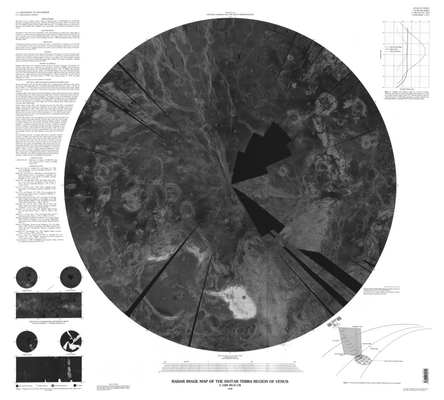 Altimetric radar image map of the Ishtar Terra region of Venus