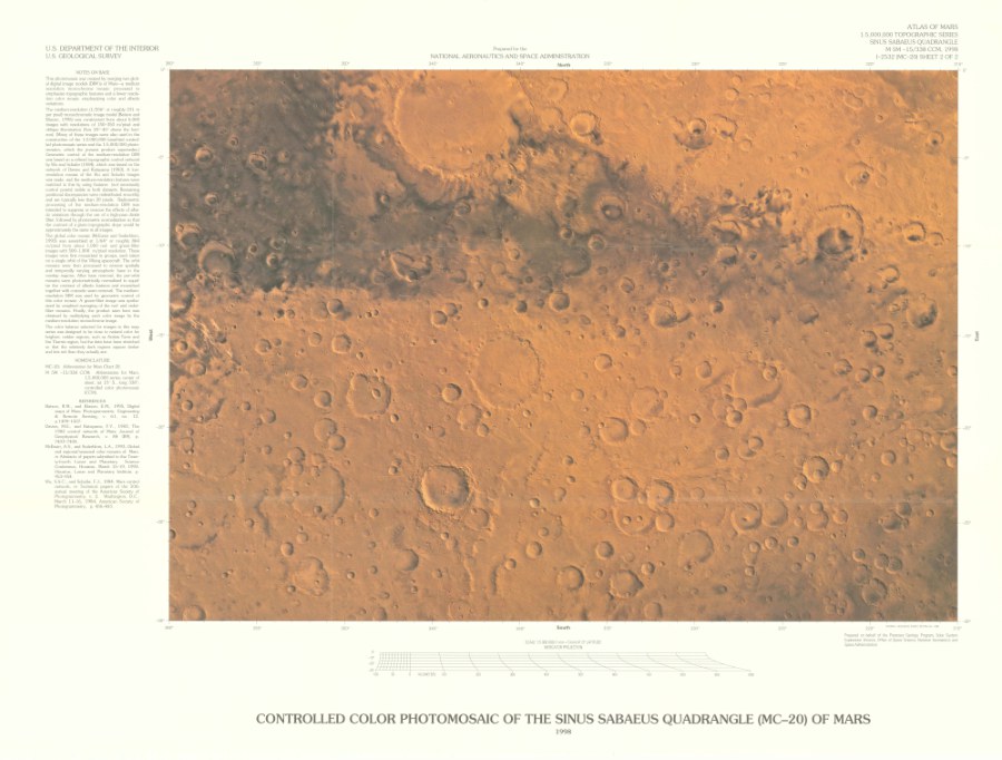 Controlled Color Photomosaic of the Sinus Sabaeus Quadrangle (MC-20) of Mars
