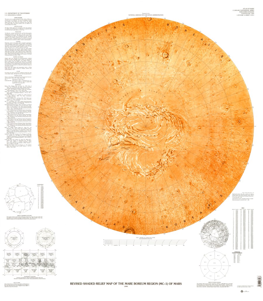 Revised Shaded relief Map of the Mare Boreum Region (MC-1) of Mars