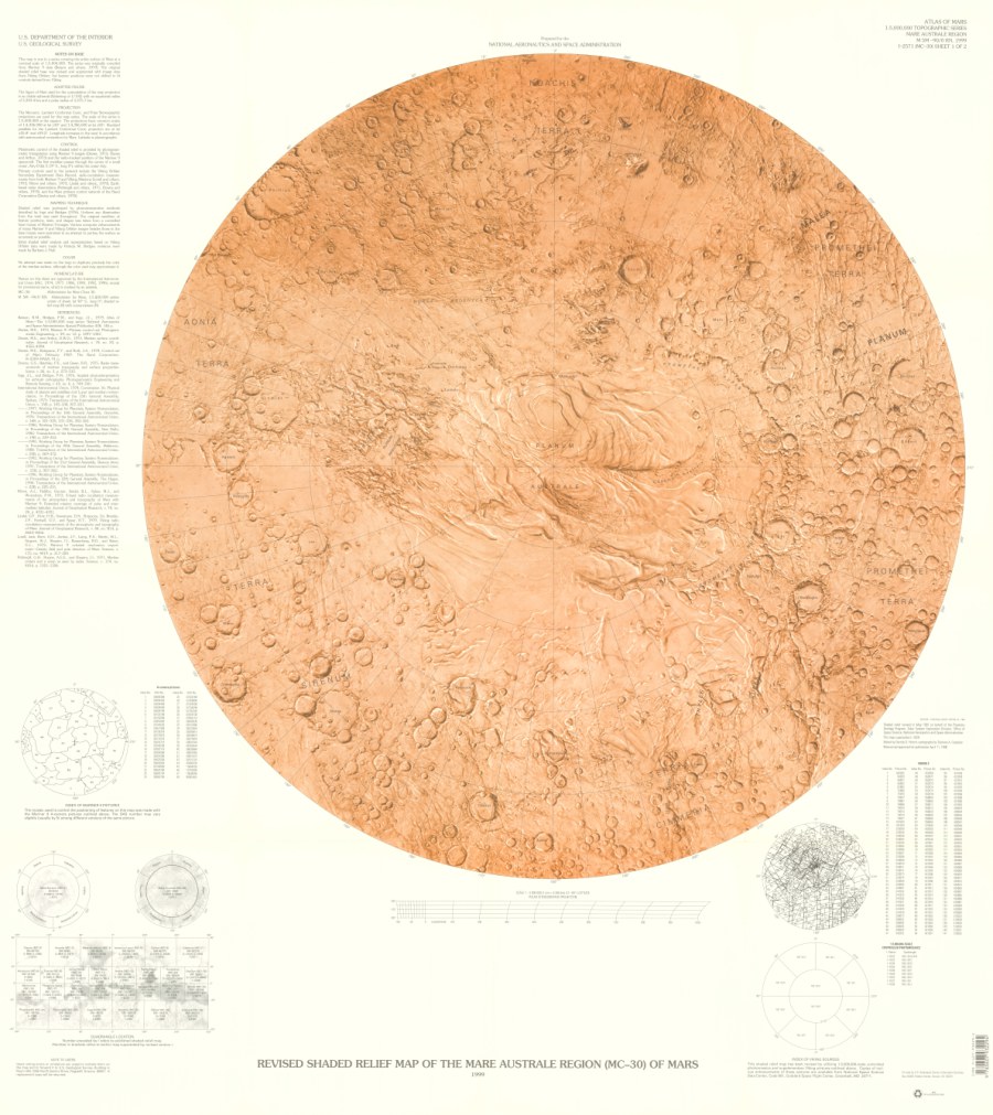 Revised Shaded Relief Map of the Mare Australe Region (MC-30) of Mars