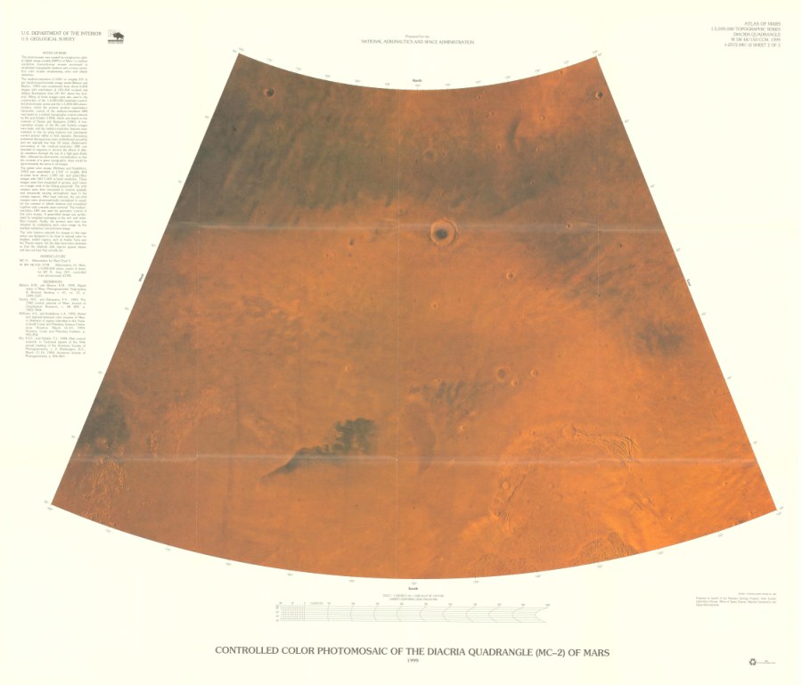 Controlled Color Photomosaic of the Diacria Quadrangle (MC-2) of Mars