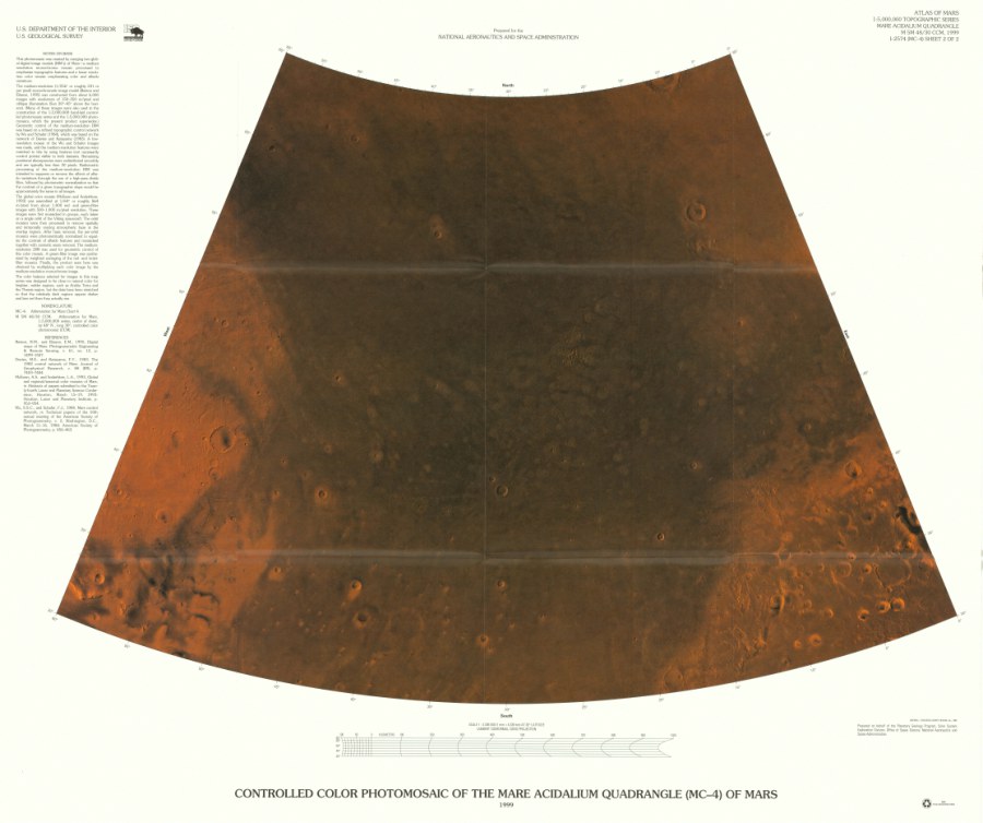 Controlled Color Photomosaic of the Mare Acidalium Quadrangle (MC-4) of Mars
