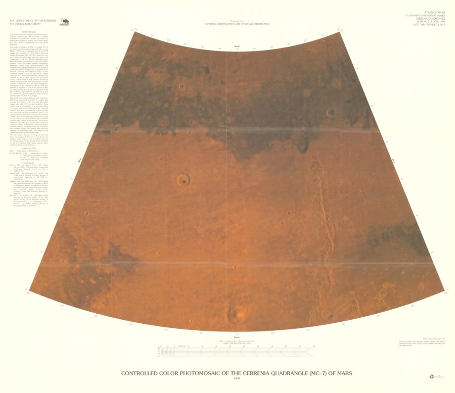 Controlled Color Photomosaic of the Cebrenia Quadrangle (MC-7) of Mars
