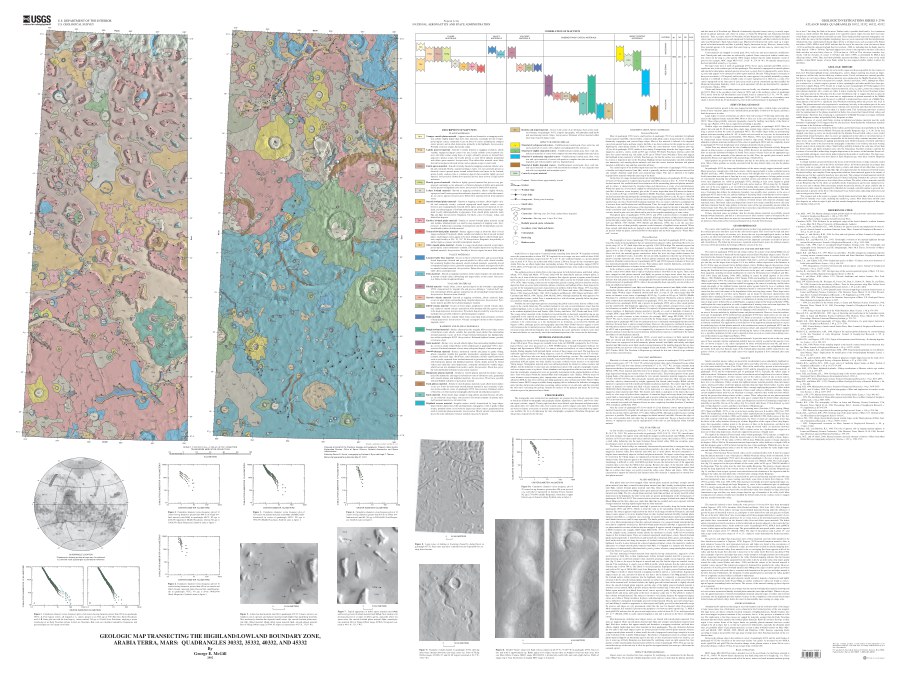Geologic Map Transecting the Highland/Lowland Boundary Zone, Arabia Terra, Mars: QUADRANGLES 30332, 35332, 40332, 45332