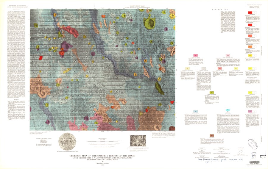 Geologic Map of the Sabine D Region of the Moon Lunar Orbiter Site II P-6, Southwestern Mare Tranquillitatis Including Apollo Landing Site 2