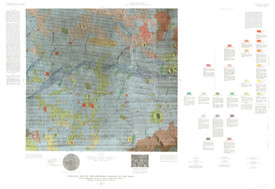 Geologic Map of the Oppolzer A Region of the Moon - Lunar Orbiter Site II P-8, Sinus Medii Including Apollo Landing Sites 3 and 3R