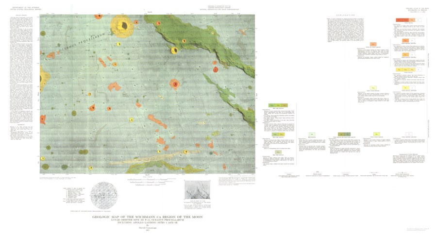 Geologic Map of the Wichmann CA Region of the Moon Lunar Orbiter Site III P-11, Oceanus Procellarum Including Apollo Landing Sites 4 and 4R