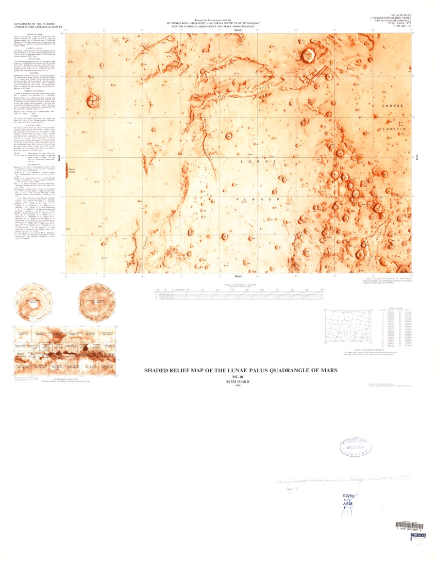 Shaded Relief Map of the Lunae Palus Quadrangle of Mars