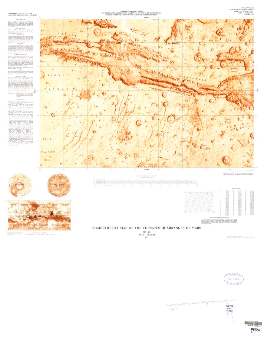 Shaded Relief Map of the Coprates Quadrangle of Mars