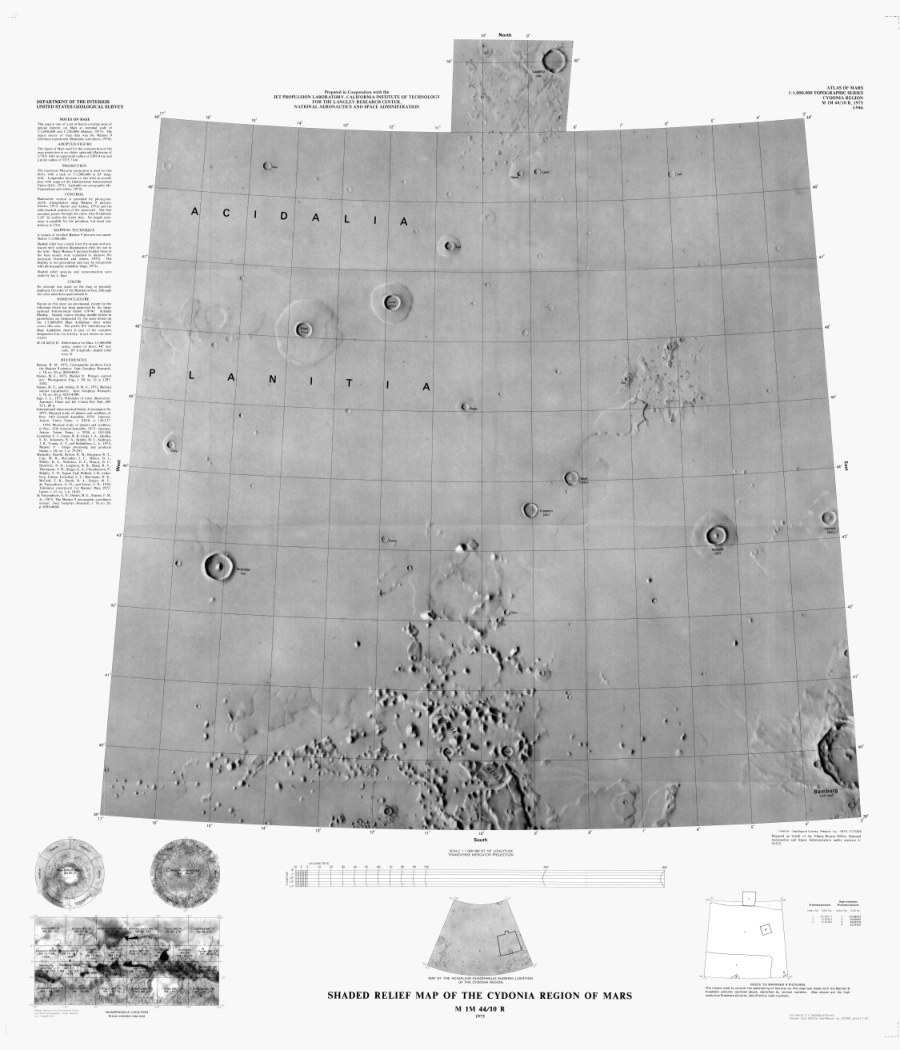 Shaded Relief Map of the Cydonia Region of Mars