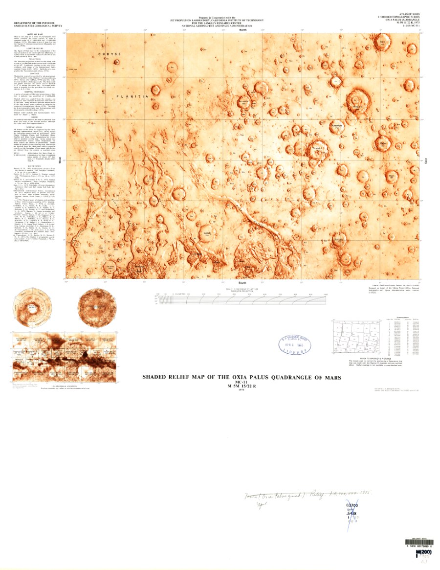 Shaded Relief Map of the Oxia Palus Quadrangle of Mars