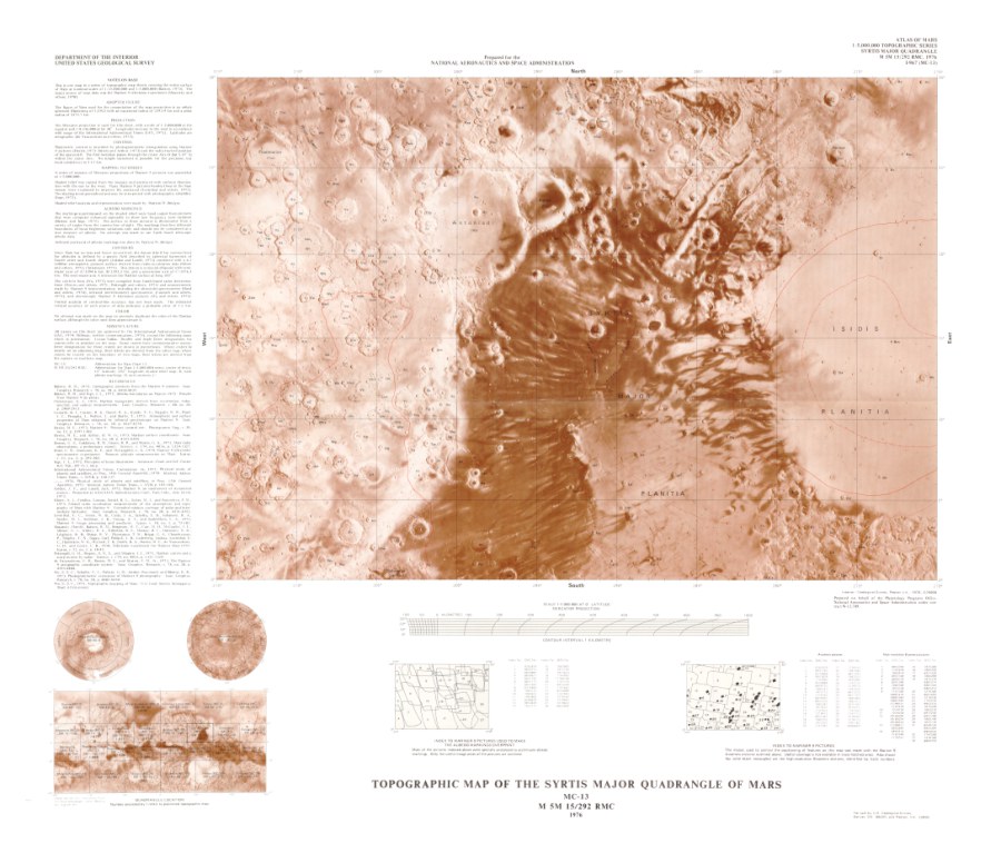 Topographic Map of the Syrtis Major Quadrangle of Mars