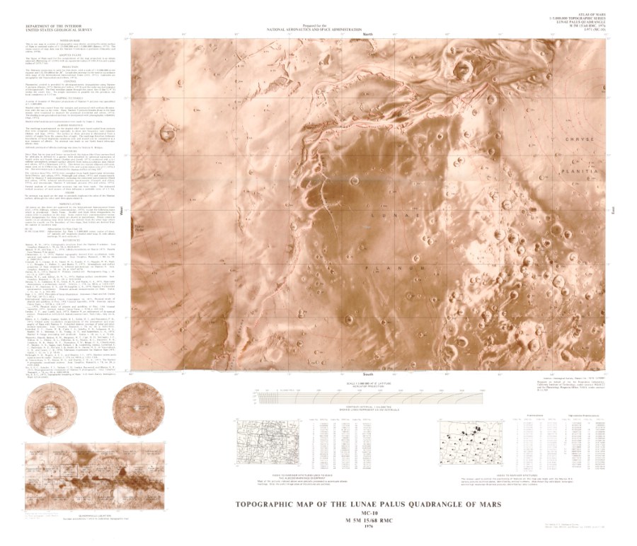 Topographic Map of the Lunae Palus Quadrangle of Mars