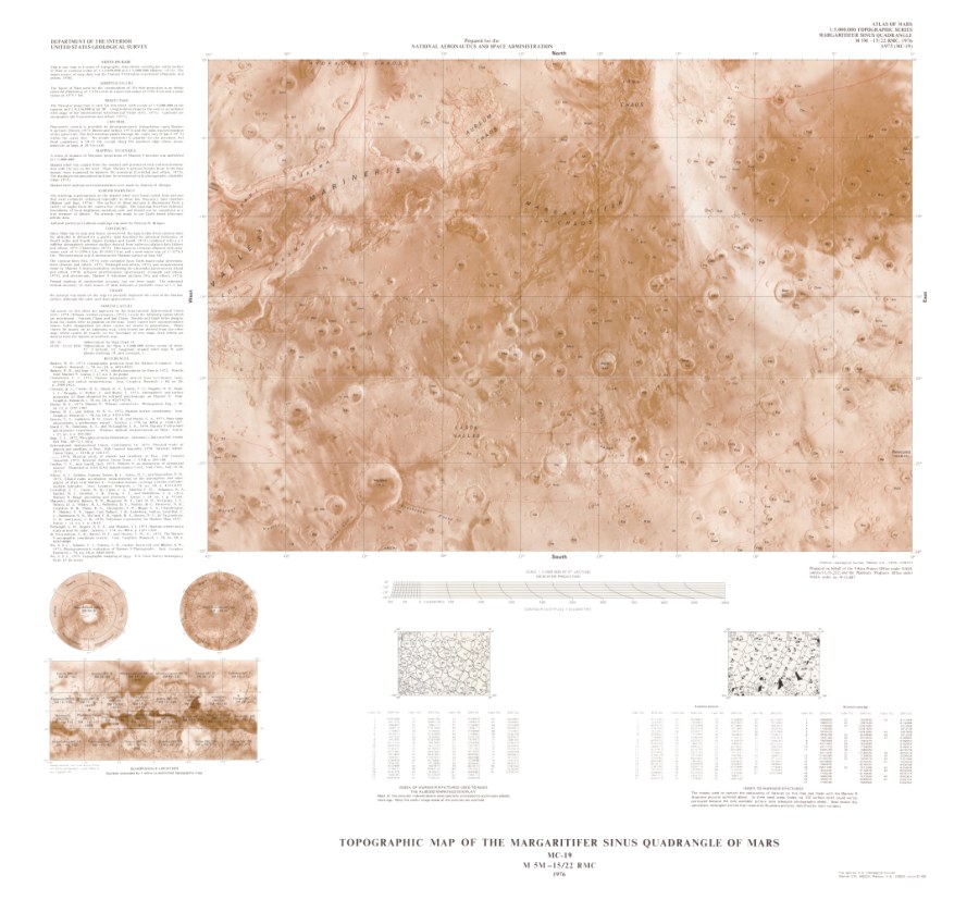 Topographic Map of the Margaritifer Sinus Quadrangle of Mars