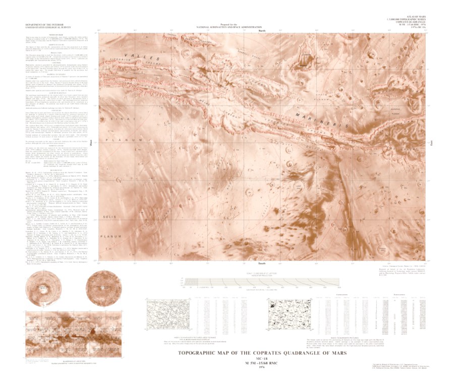 Topographic Map of the Coprates Quadrangle of Mars