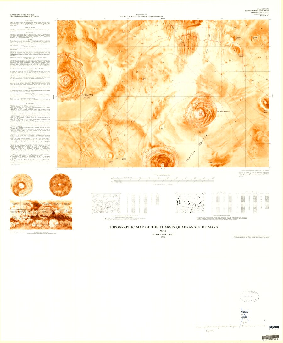 Topographic Map of the Tharsis Quadrangle of Mars