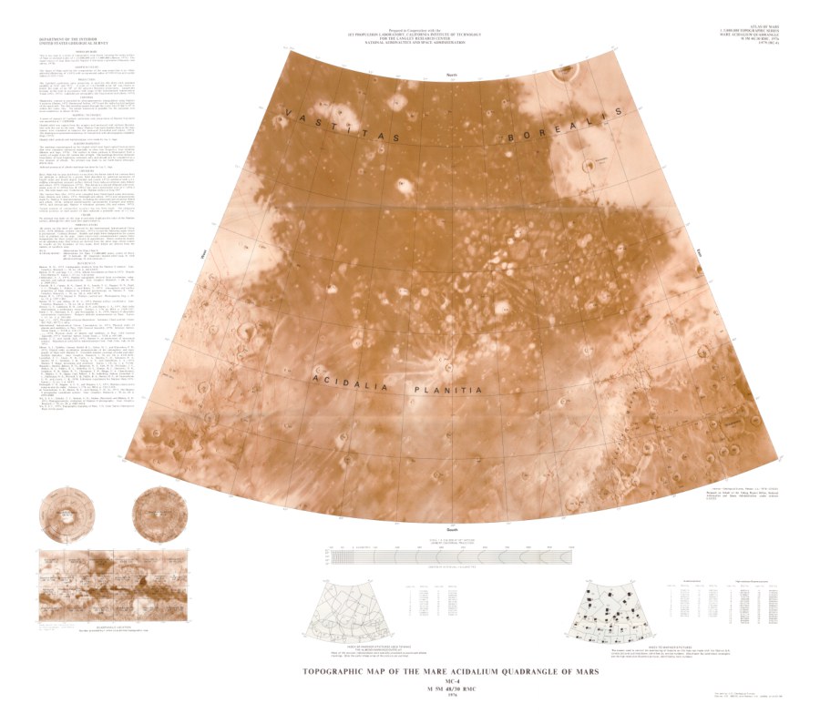Topographic Map of the Mare Acidalium Quadrangle of Mars
