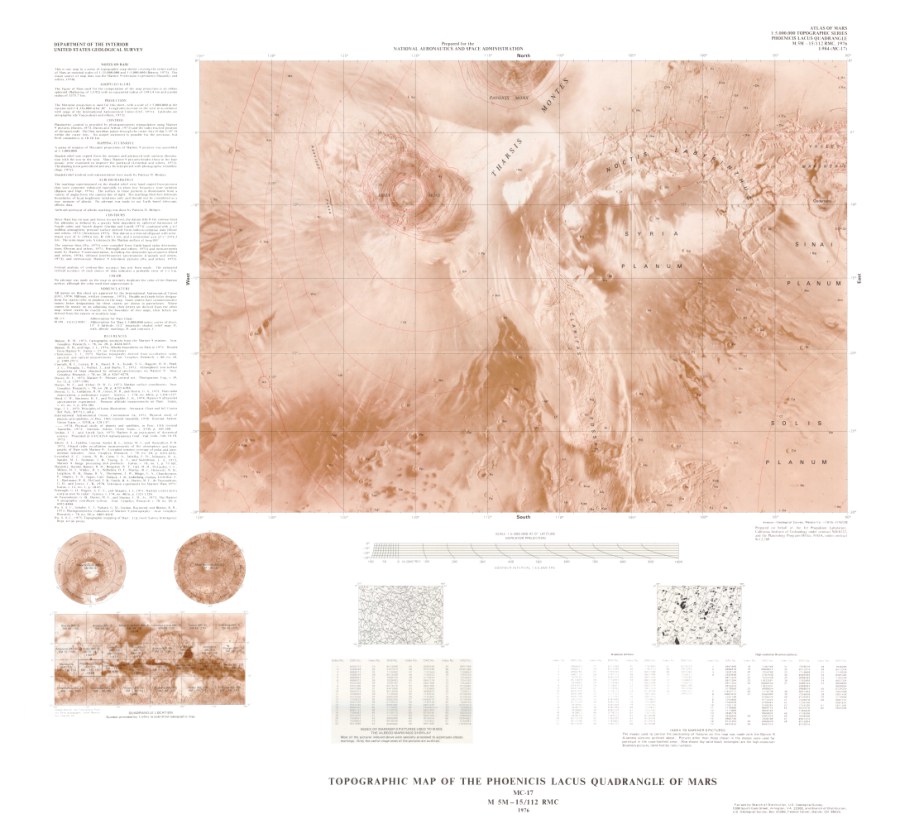 Topographic Map of the Phoenicis Lacus Quadrangle of Mars