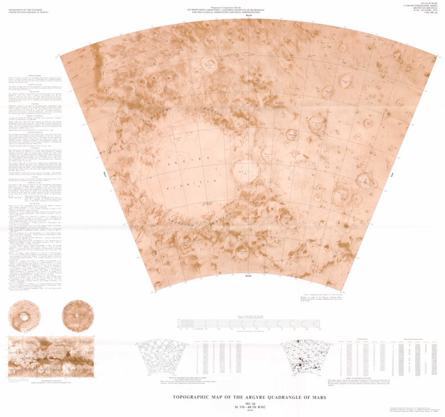 Topographic Map of the Argyre Quadrangle of Mars