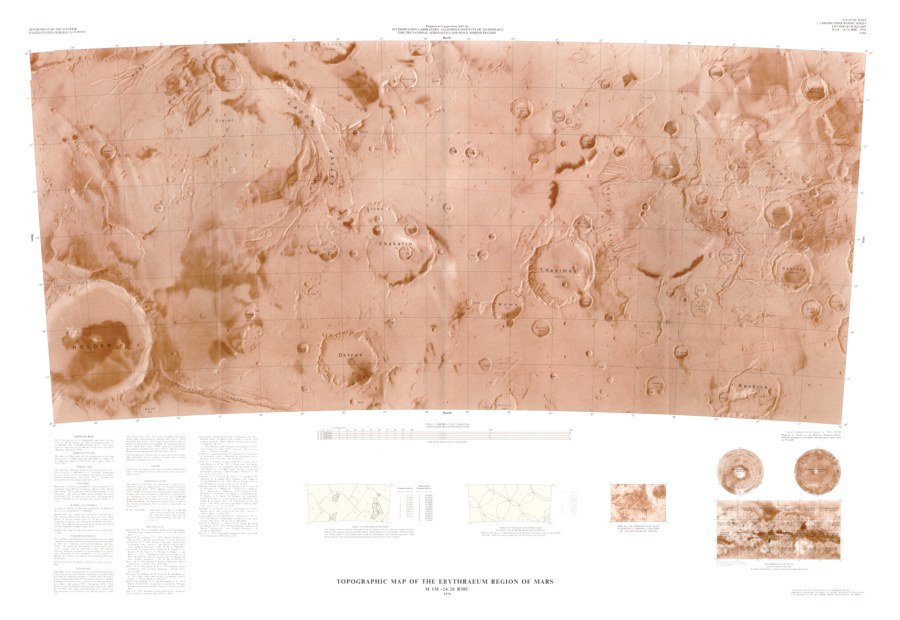 Topographic Map of the Erythraeum Region of Mars