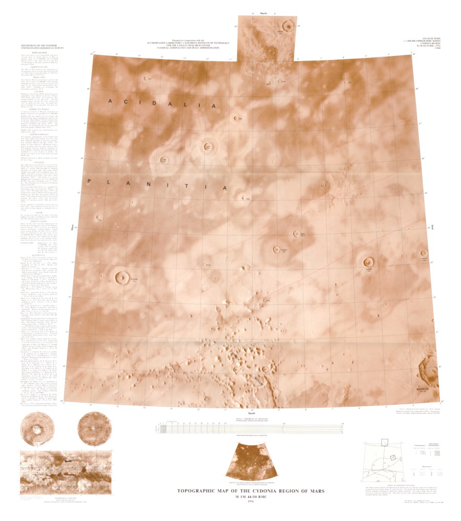 Topographic Map of the Cydonia Region of Mars
