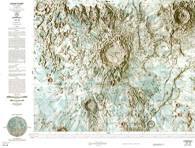 USAF Lunar Planning Chart, Copernicus Crater, Sinus Aetuum Region, Luna , LAC 58, Second advanced edition